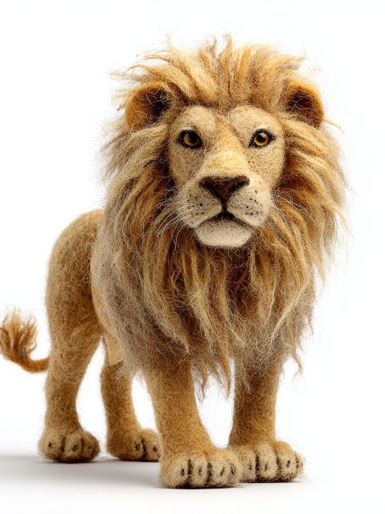 Lion — Felted Animal Art Print. poster — animals art