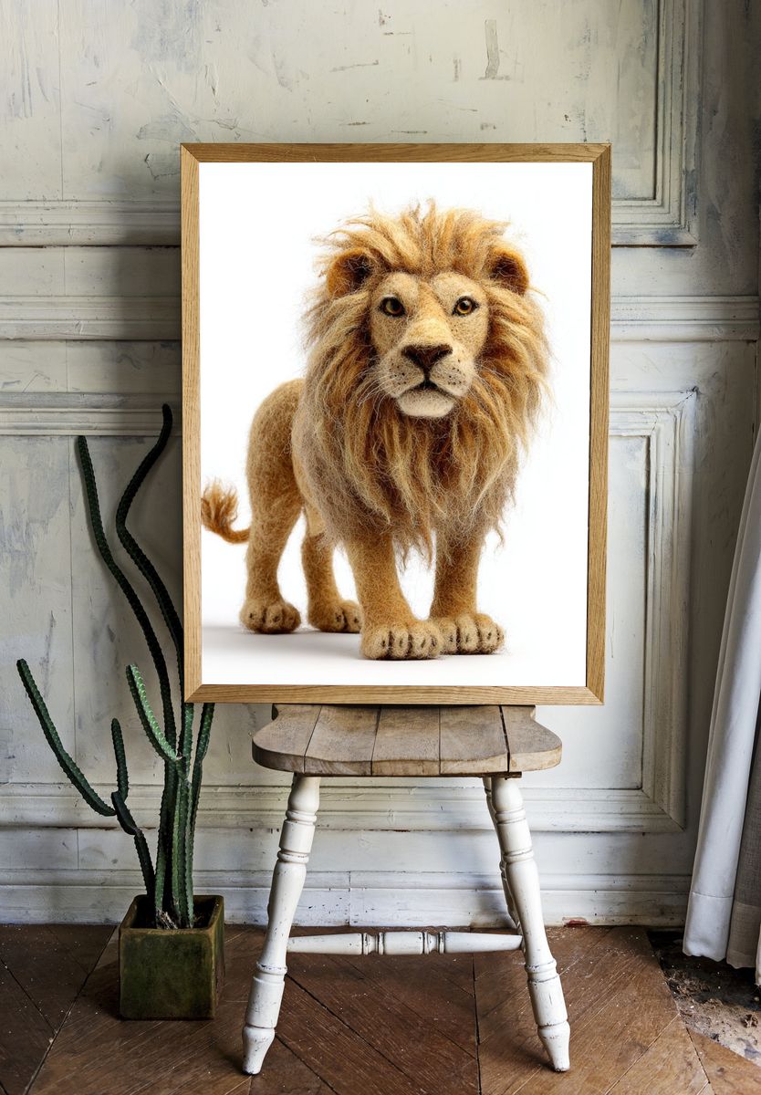 Lion — Felted Animal Art Print room preview