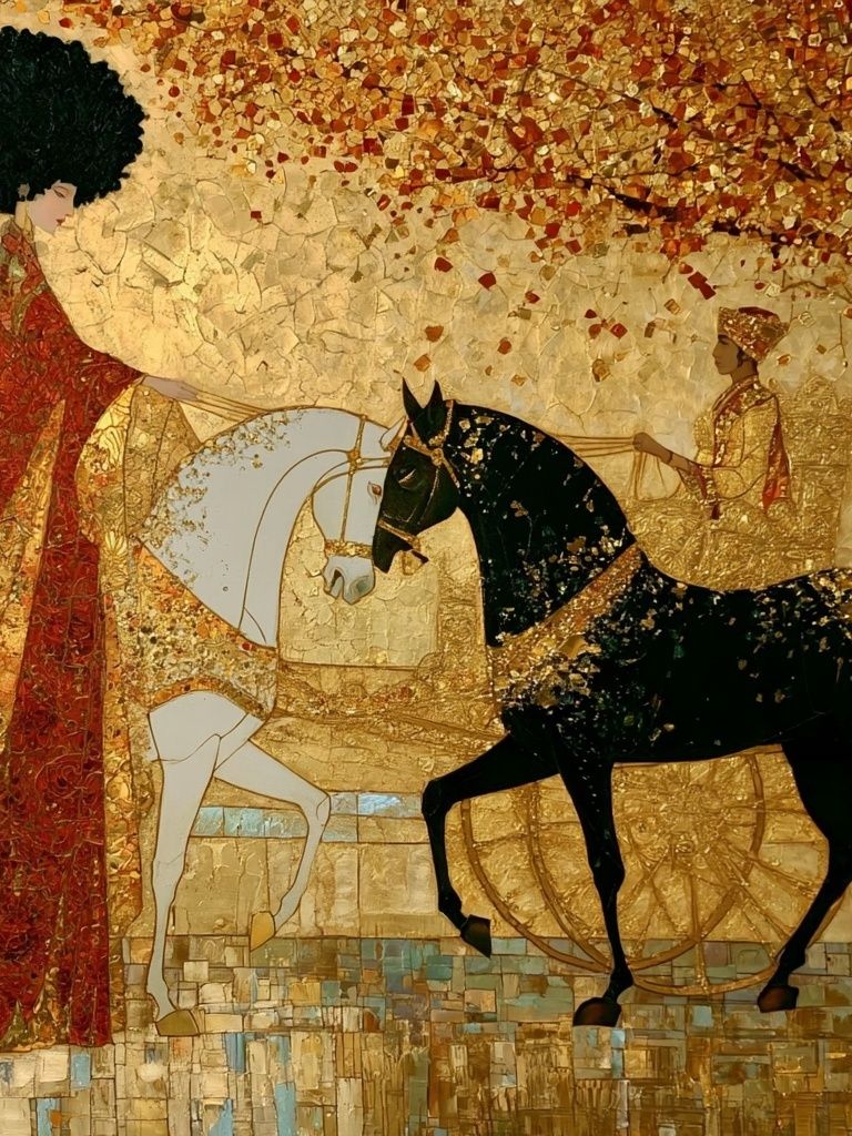 Golden Equestrian Mosaic Poster. poster detail