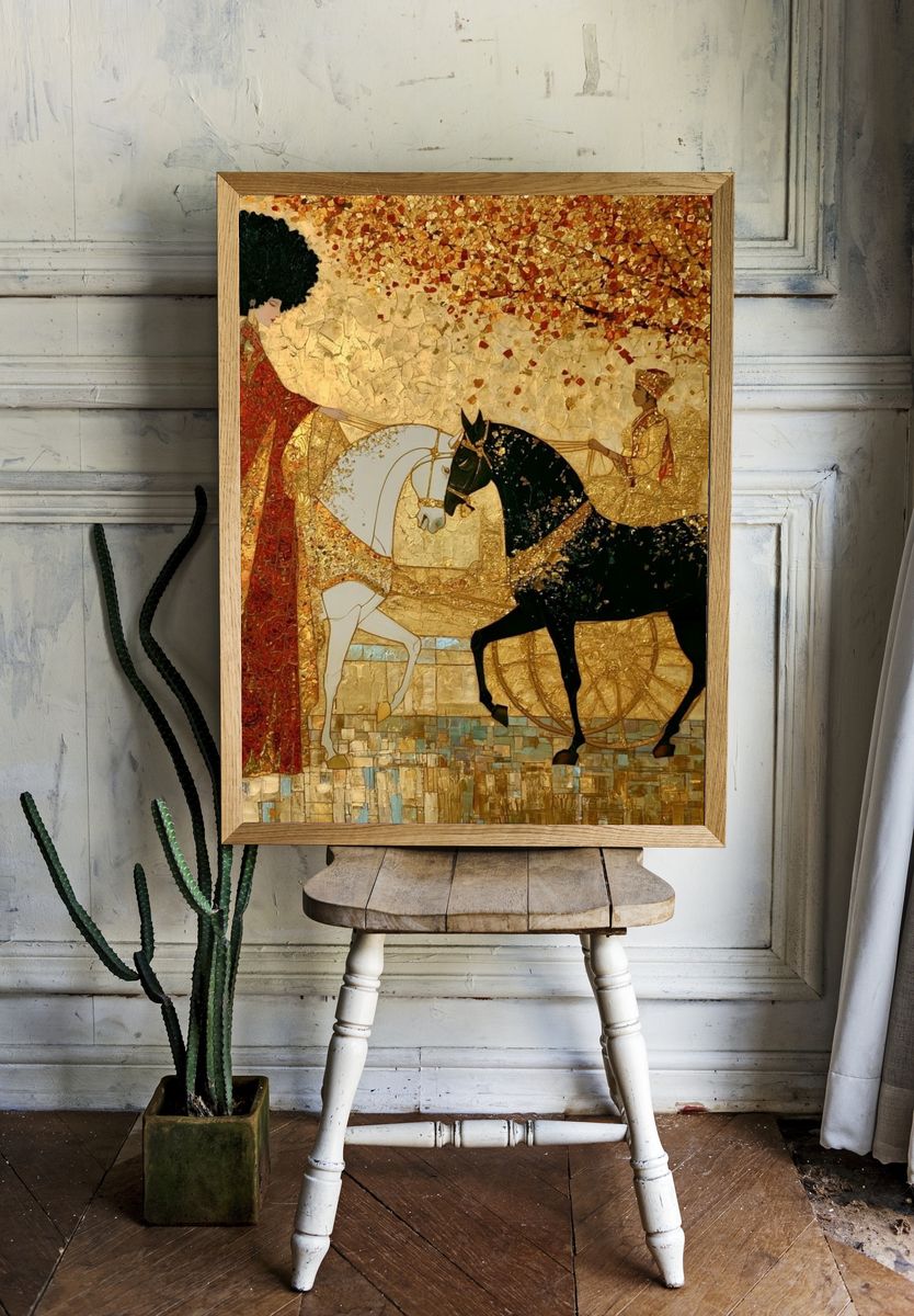 Golden Equestrian Mosaic Poster. room preview