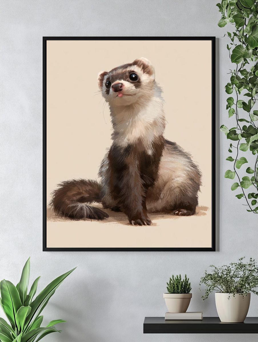 Ferret Portrait Illustration Poster. — room view 4