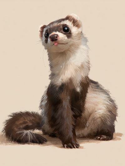 Ferret Portrait Illustration Poster.