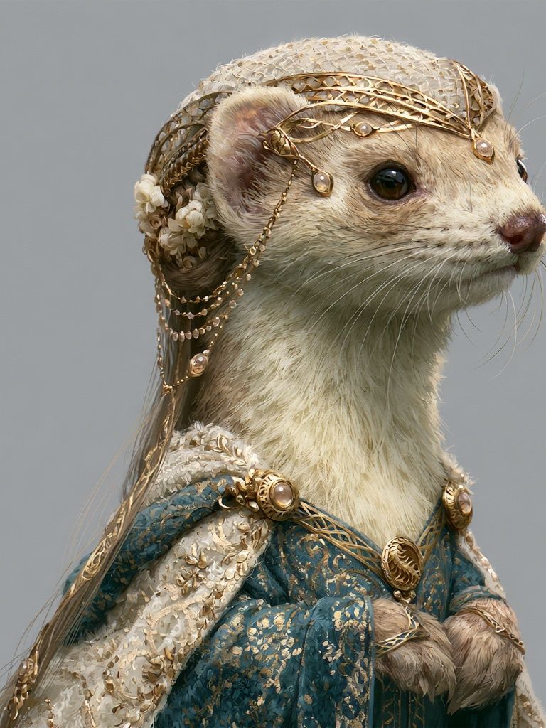 Regal Ferret Portrait Print. poster — animals art