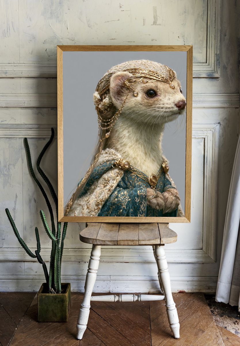 Regal Ferret Portrait Print. — room view 1