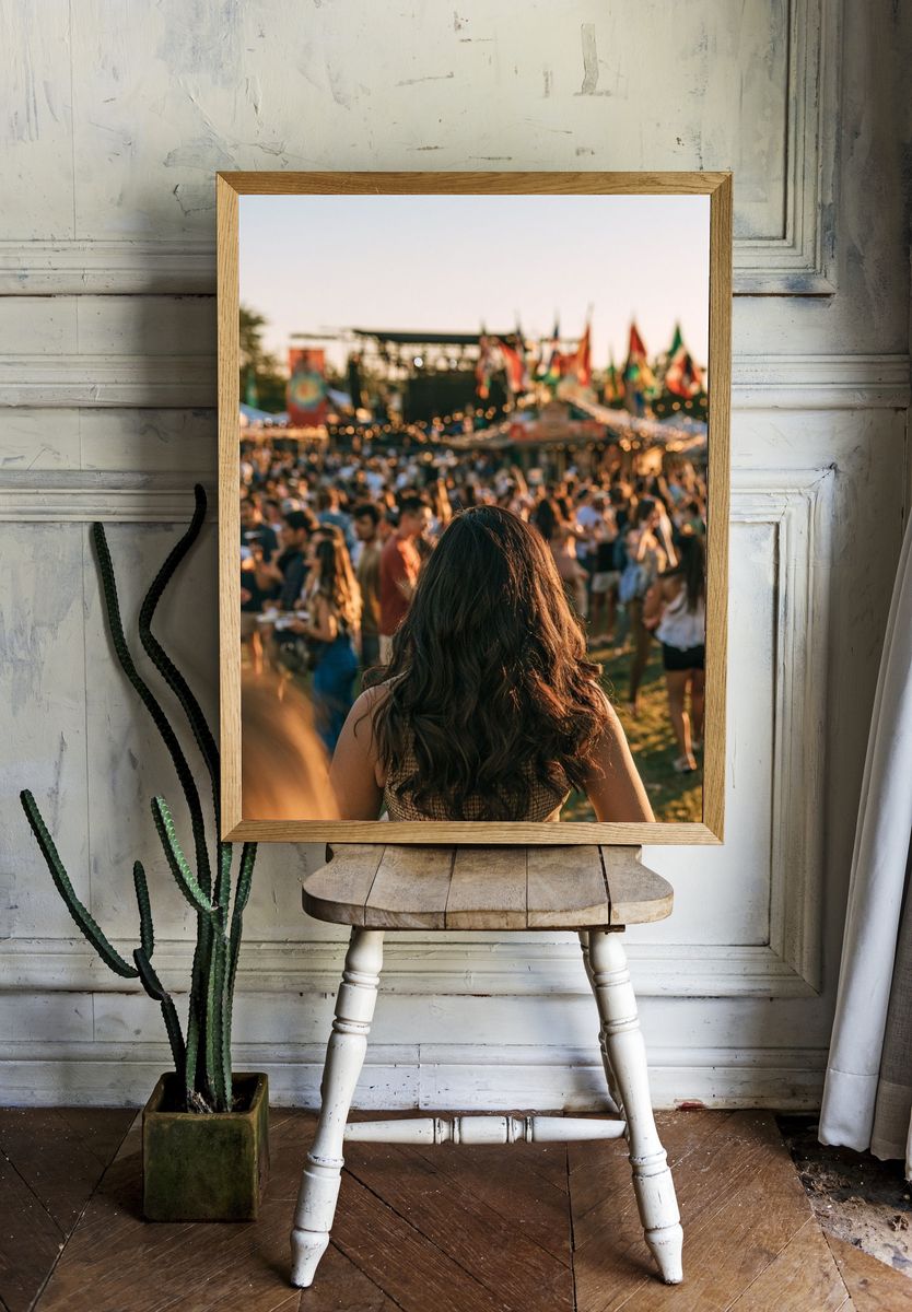 Festival Crowd Sunset Photography Poster. — room view 1