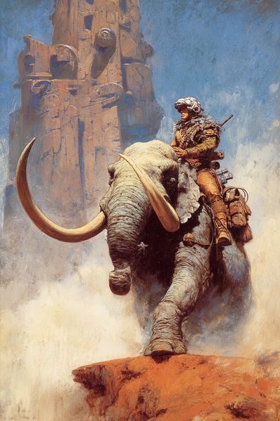 Futuristic Elephant Rider — Sci-Fi Fantasy Wall Art Print. poster print