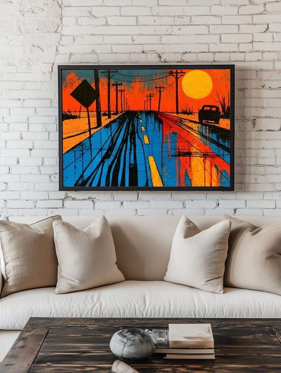 Sunset Highway Expressionist Poster. — room view 1