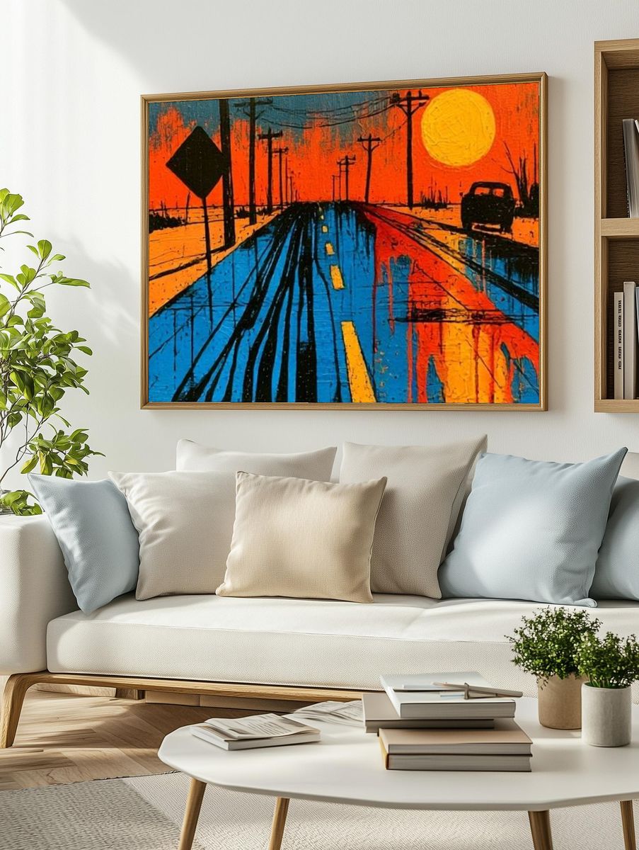 Sunset Highway Expressionist Poster. — room view 2