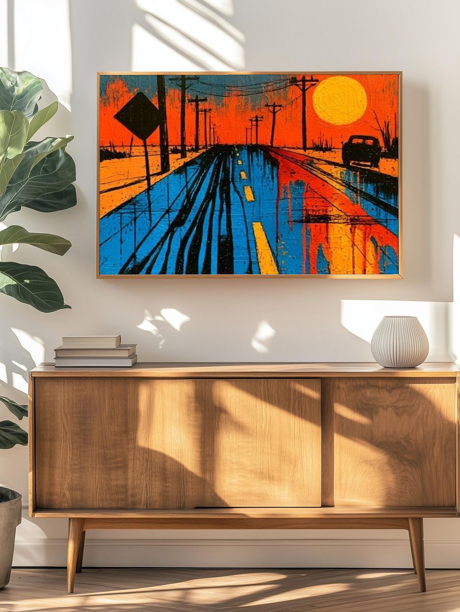 Sunset Highway Expressionist Poster. — room view 3