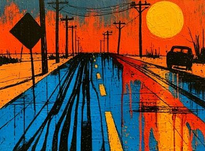 Sunset Highway Expressionist Poster.