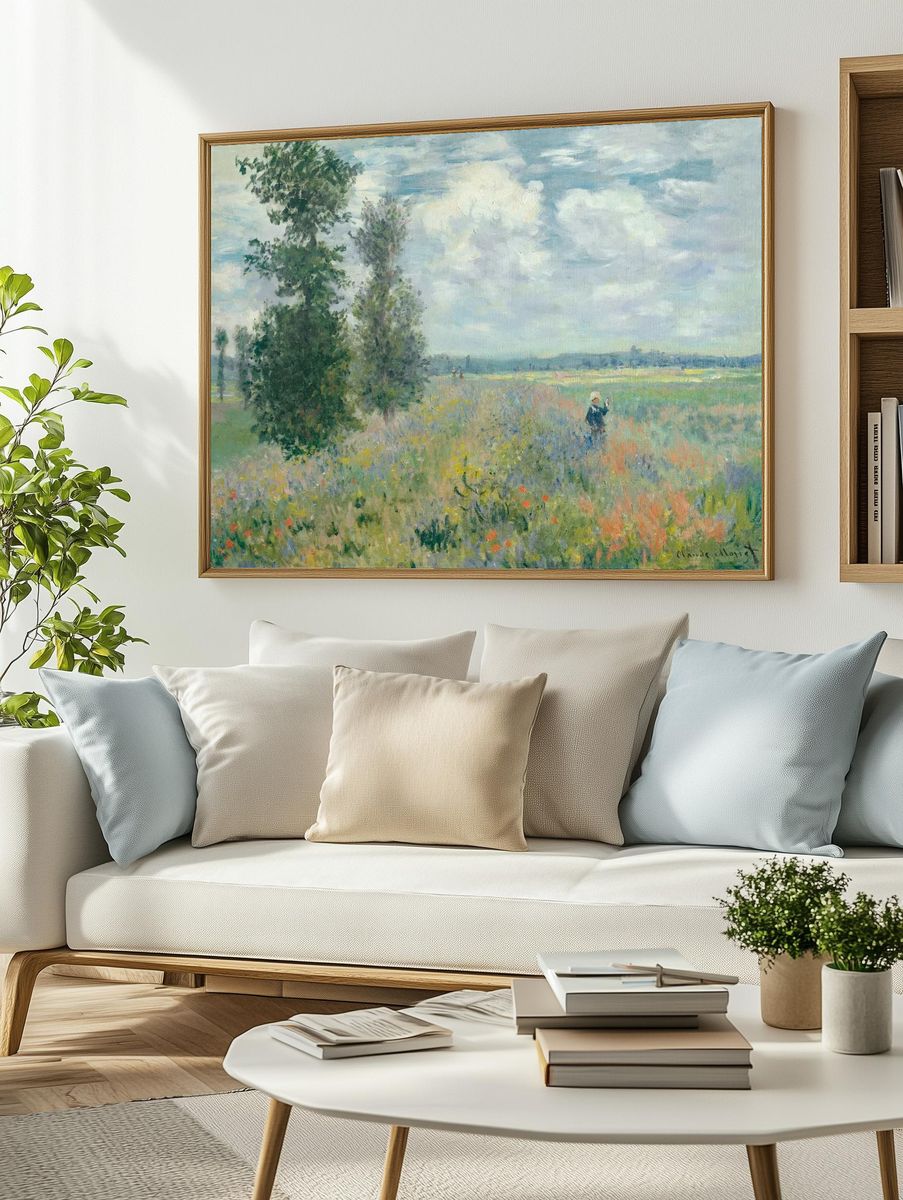 Flower Field with Figure — Impressionist Print. — room view 2