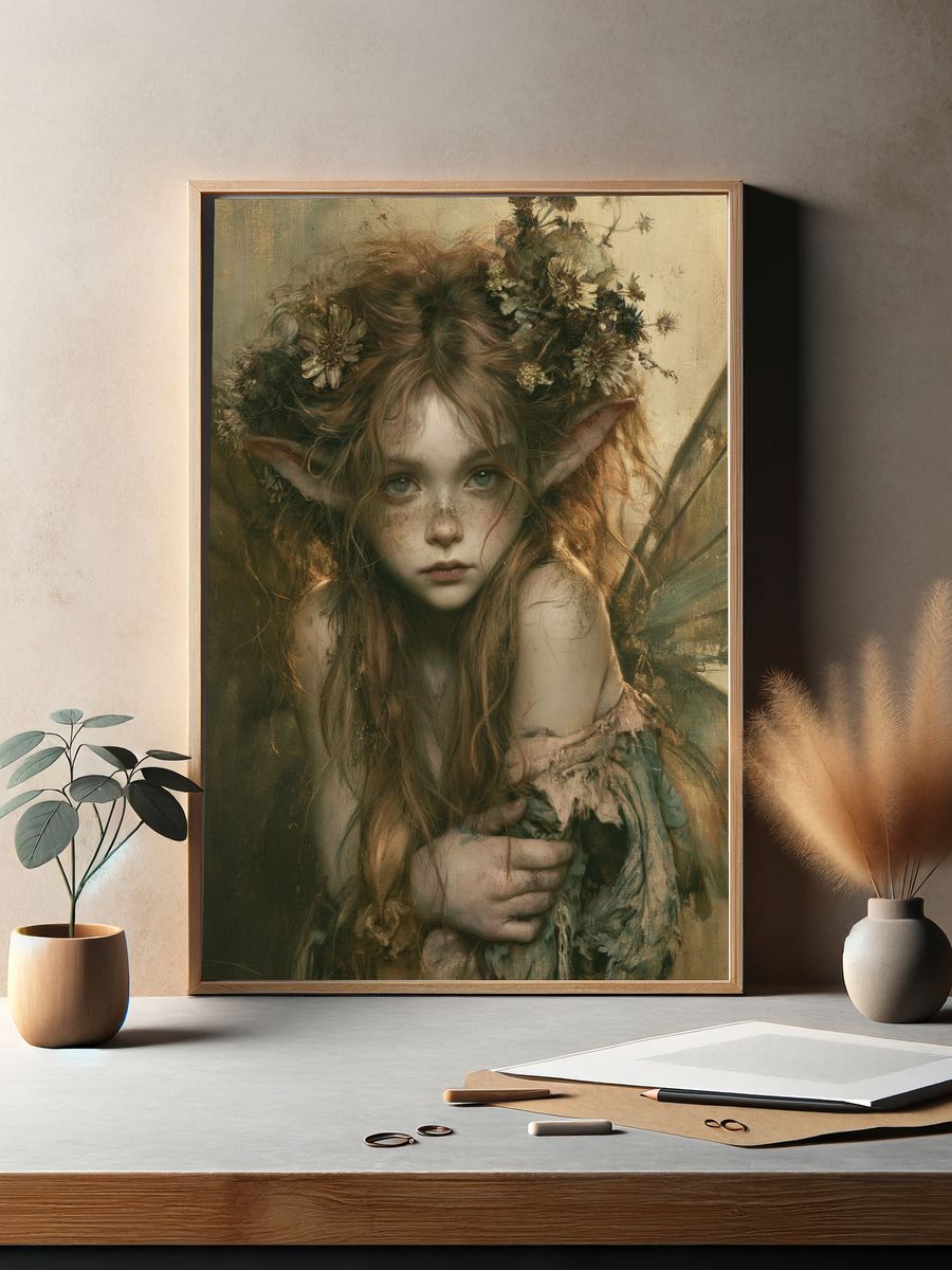 Forest Fairy Portrait Print. — room view 2