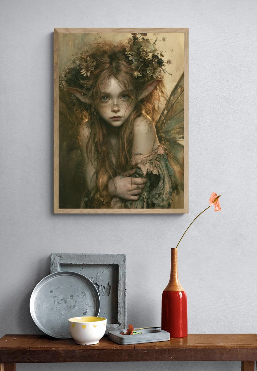 Forest Fairy Portrait Print. — room view 3