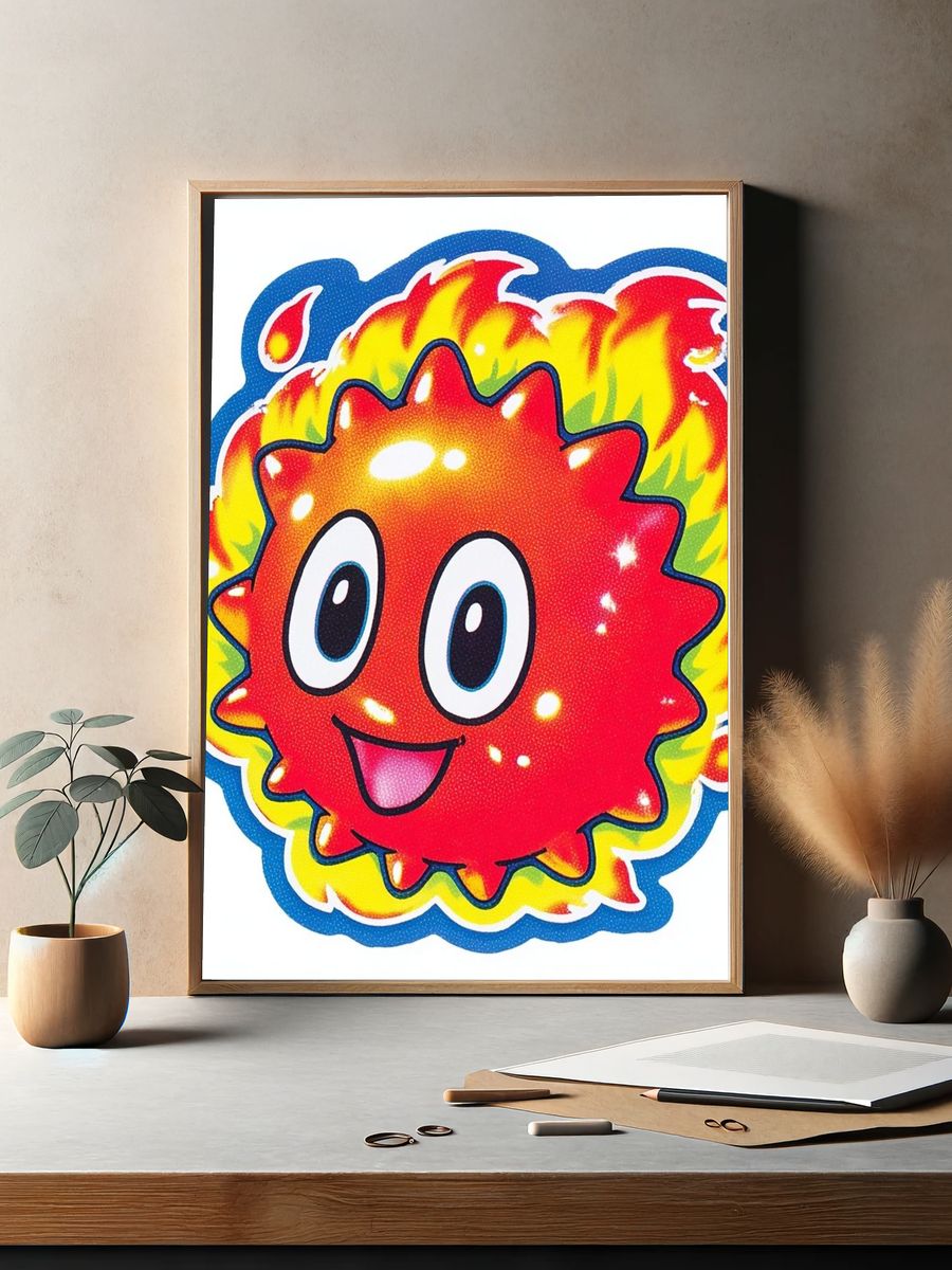 Cute Fireball Character — Illustration Print. — room view 2