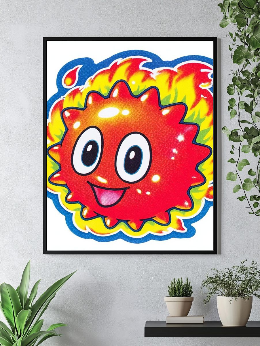 Cute Fireball Character — Illustration Print. — room view 4