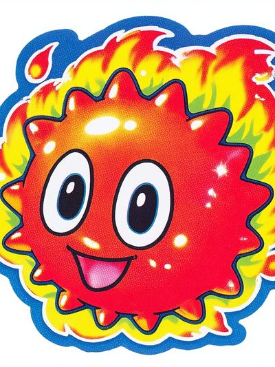 Cute Fireball Character — Illustration Print. poster print