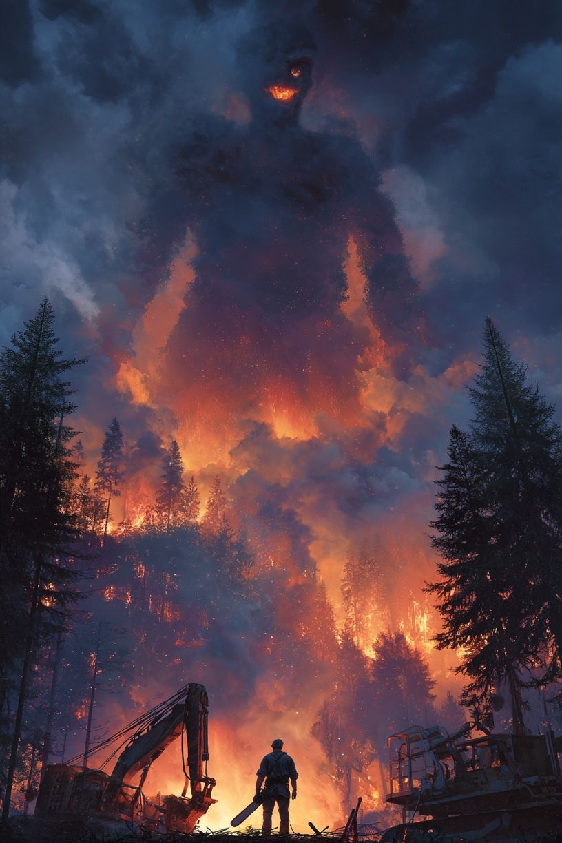 Forest Firefighter — Digital Art Print. poster — fine-art art