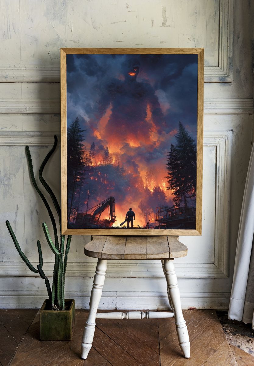 Forest Firefighter — Digital Art Print room preview