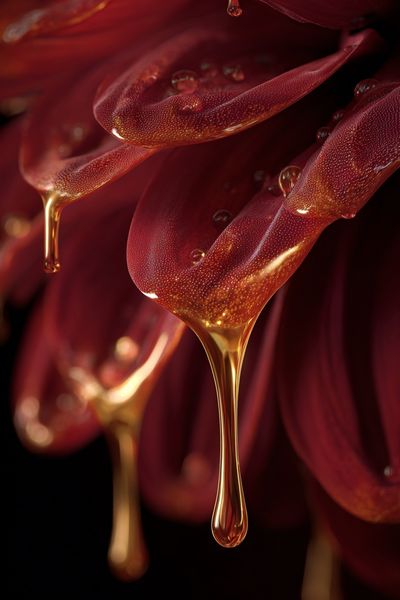 Red Flower with Golden Drops — Fine Art Print. poster print