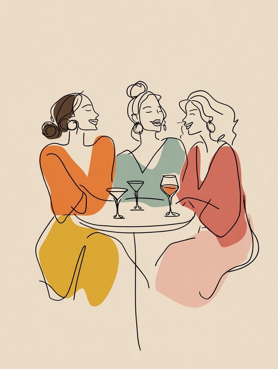 Friends Gathering — Line Art Print. poster detail