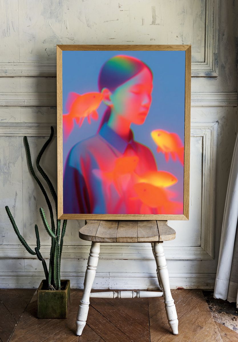Surreal Goldfish Dream — Fine Art Print room preview