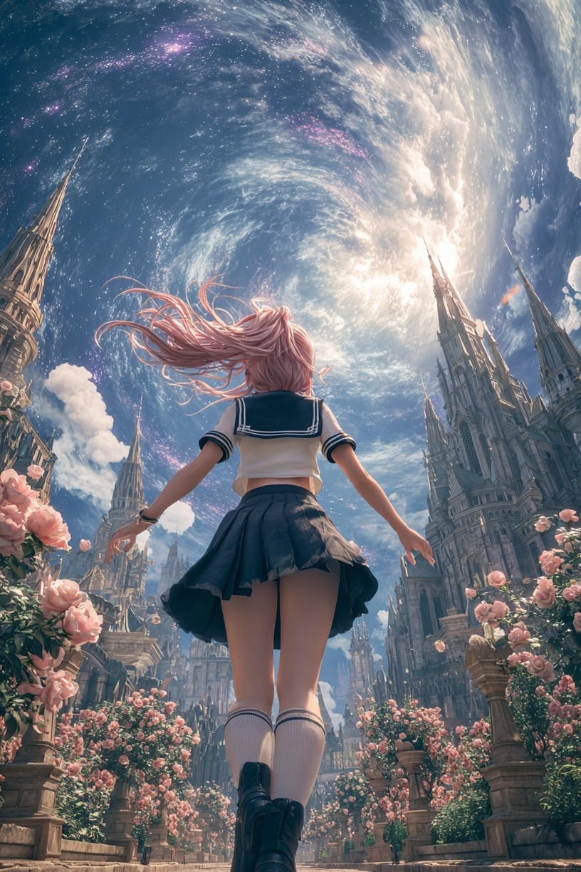 Fantasy Girl in a Magical Landscape Poster. poster detail
