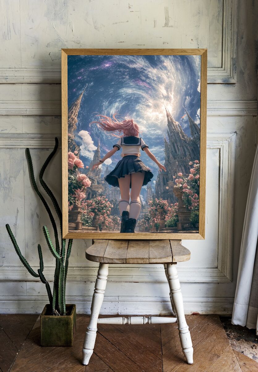 Fantasy Girl in a Magical Landscape Poster. room preview