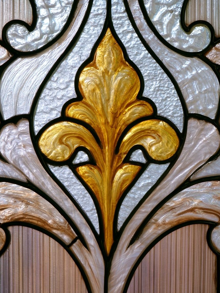 Gilded Fleur-de-Lis Stained Glass Print. poster detail