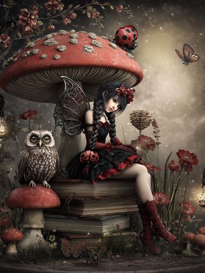 Fairy Girl with Owl — Fantasy Print. poster