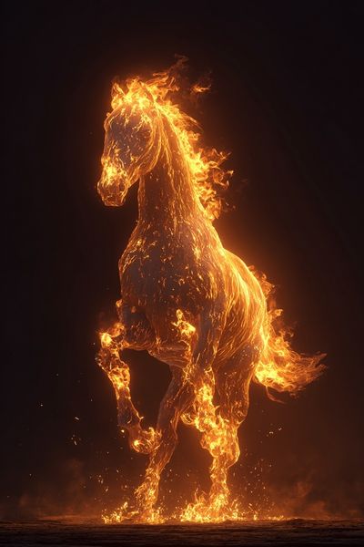 Flaming Horse Digital Art Poster. poster print