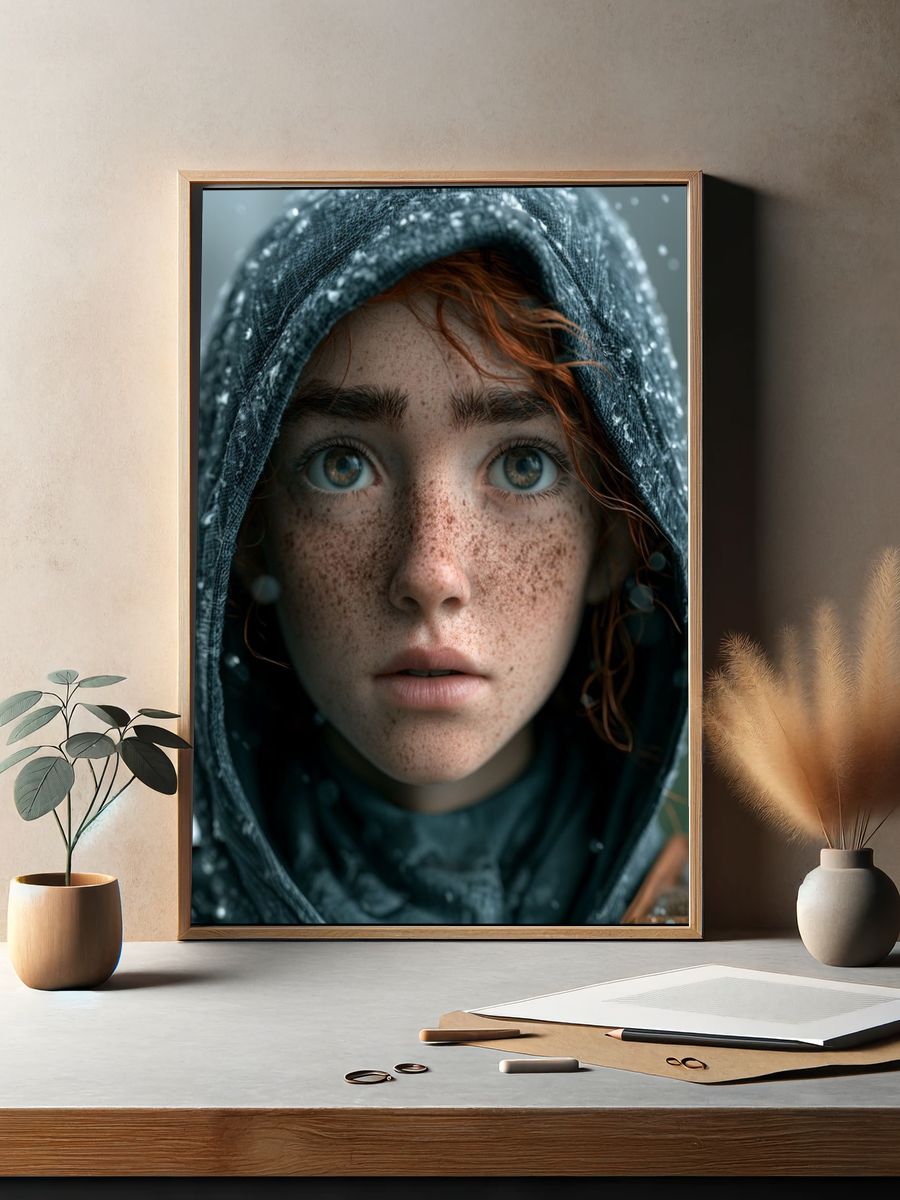 Freckled Hooded Portrait Print. — room view 2