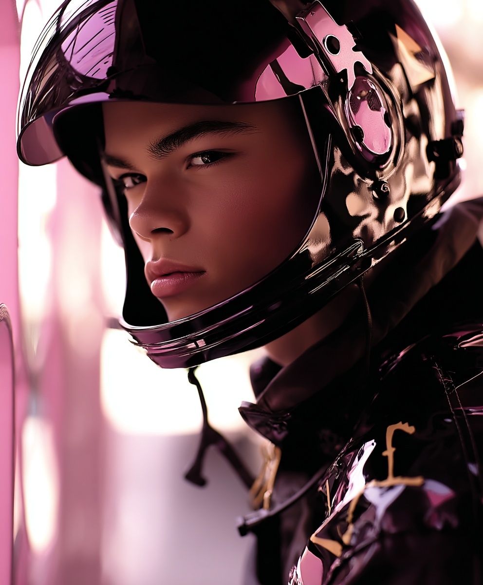 Stylish Young Man in Helmet — Fashion Photography Print. poster — photography art