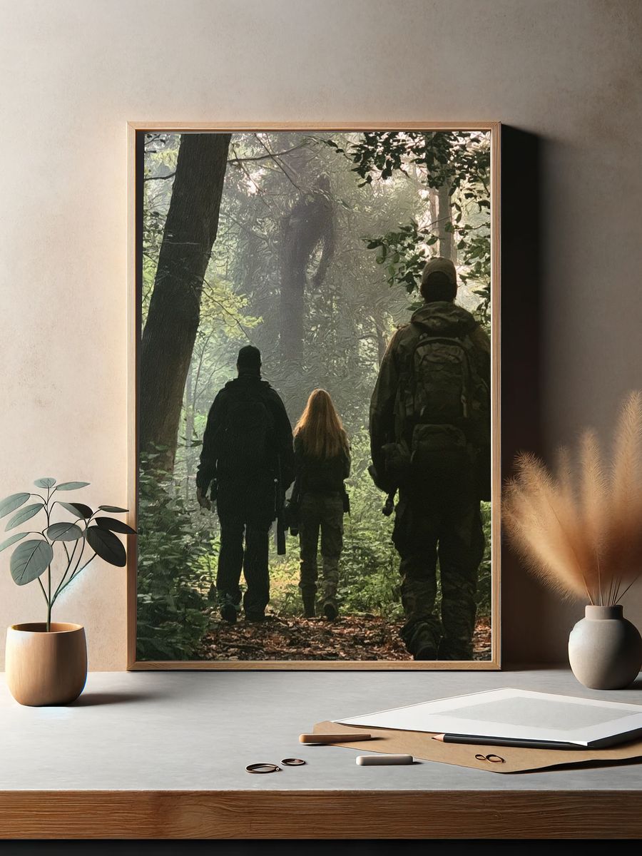 Forest Hikers Photography Poster. — room view 2