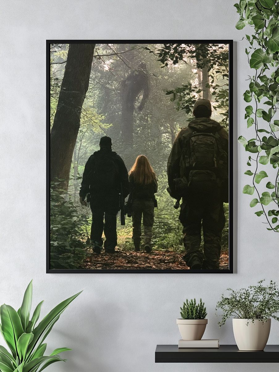 Forest Hikers Photography Poster. — room view 4