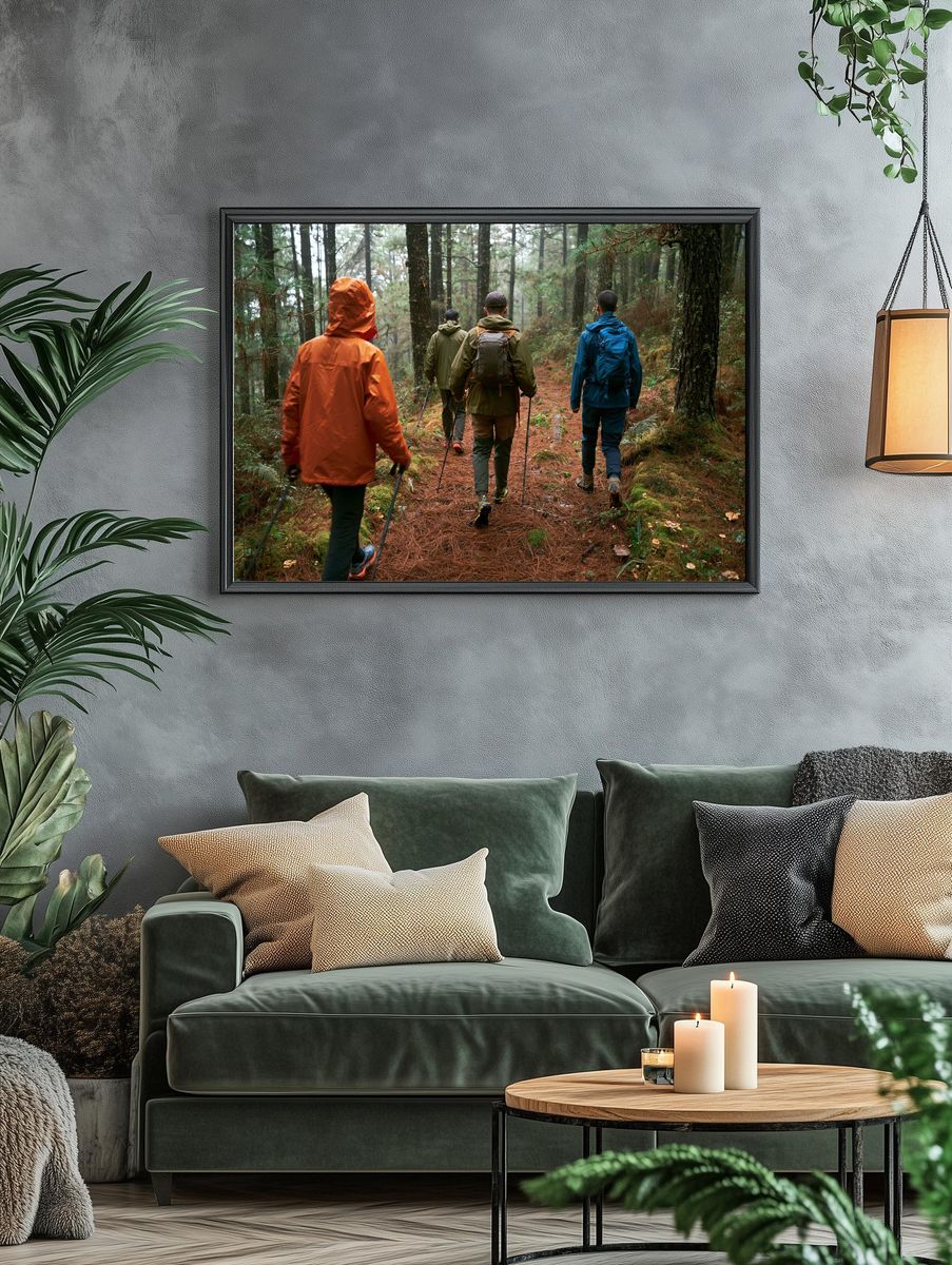 Forest Hikers Photography Poster. — room view 4