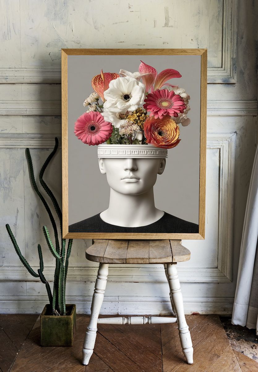 Floral Head — Contemporary Print. — room view 1