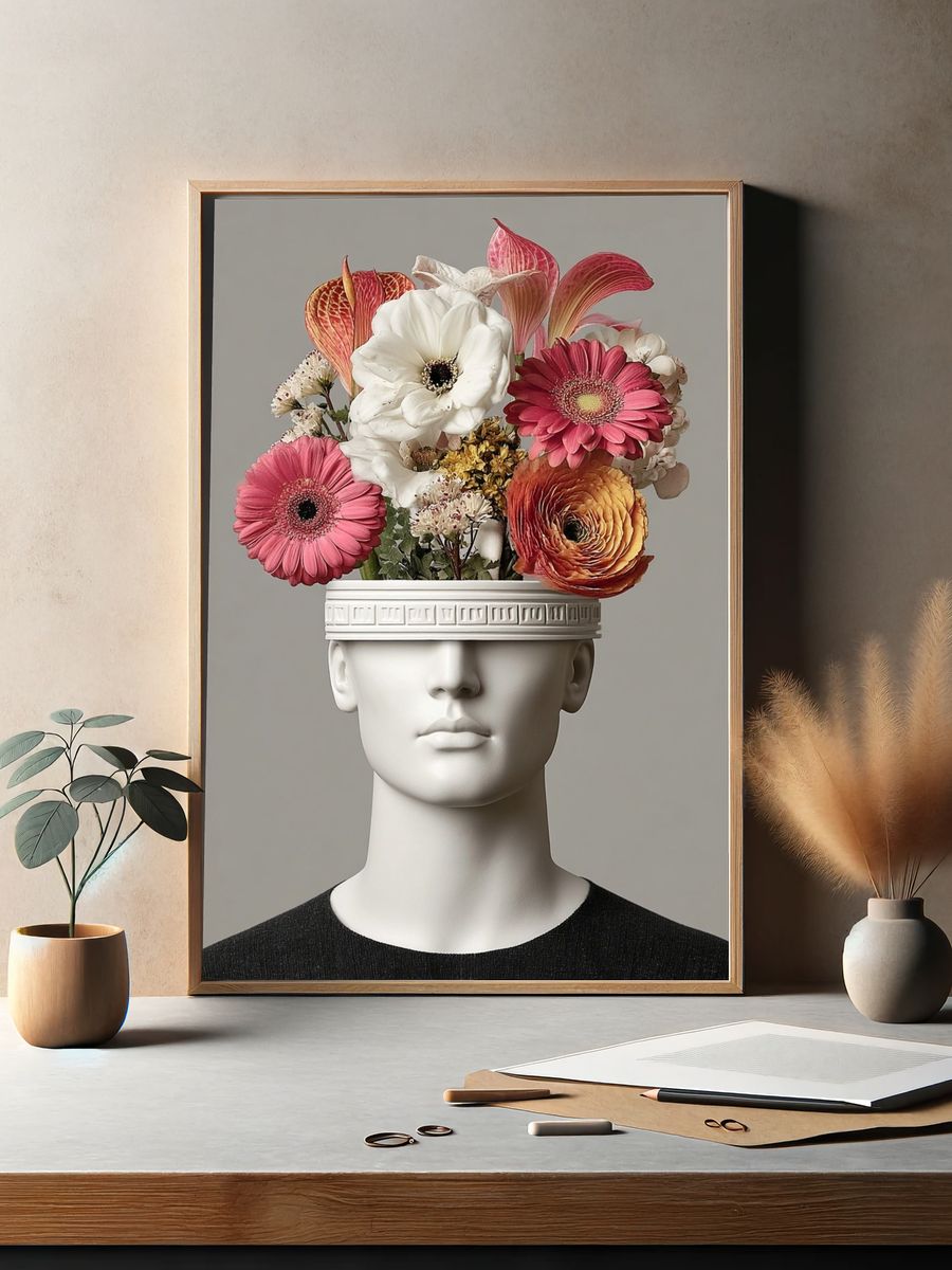Floral Head — Contemporary Print. — room view 2