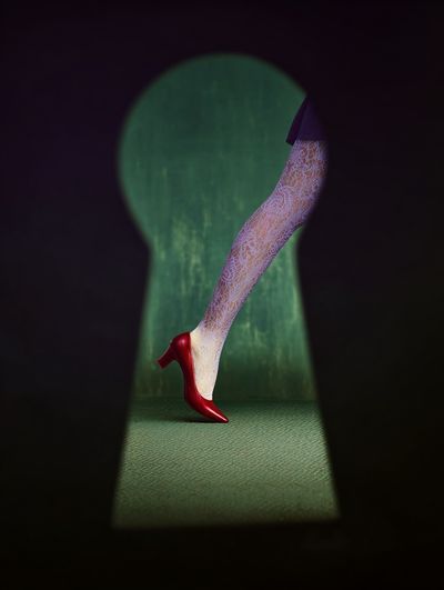 Red Heels Through Keyhole — Fashion Print