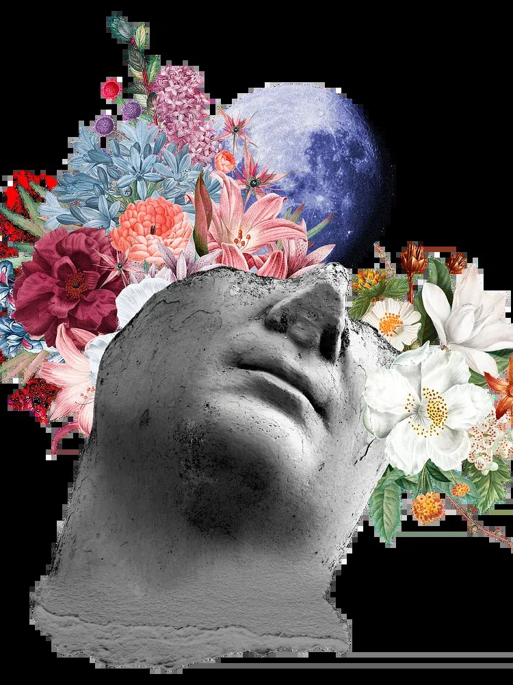 Floral Head Sculpture — Illustration Print. poster — illustration art