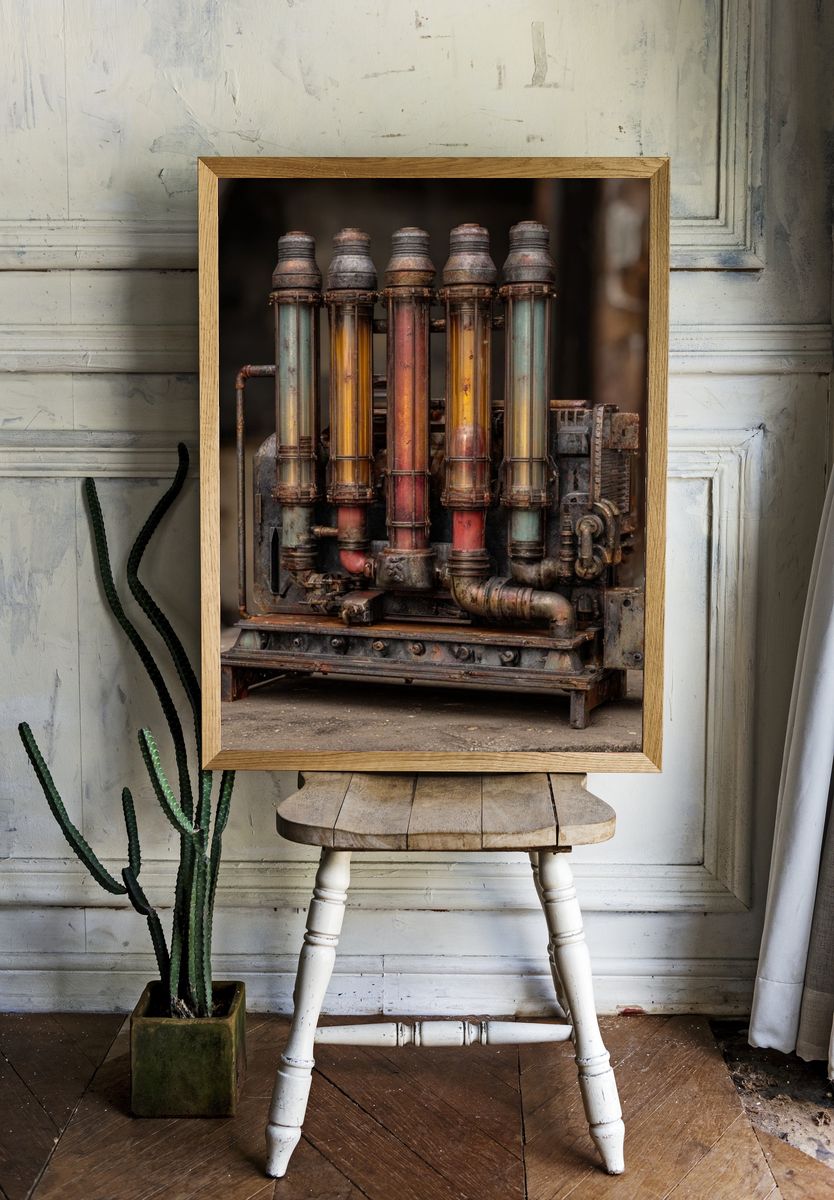 Industrial Steampunk Machine Poster. — room view 1