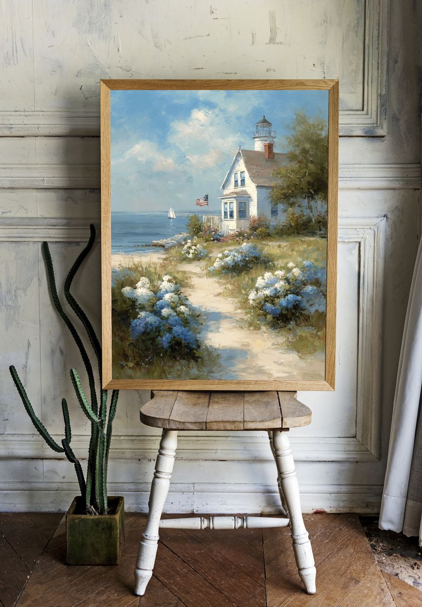 Seaside Lighthouse Impressionism Poster room preview