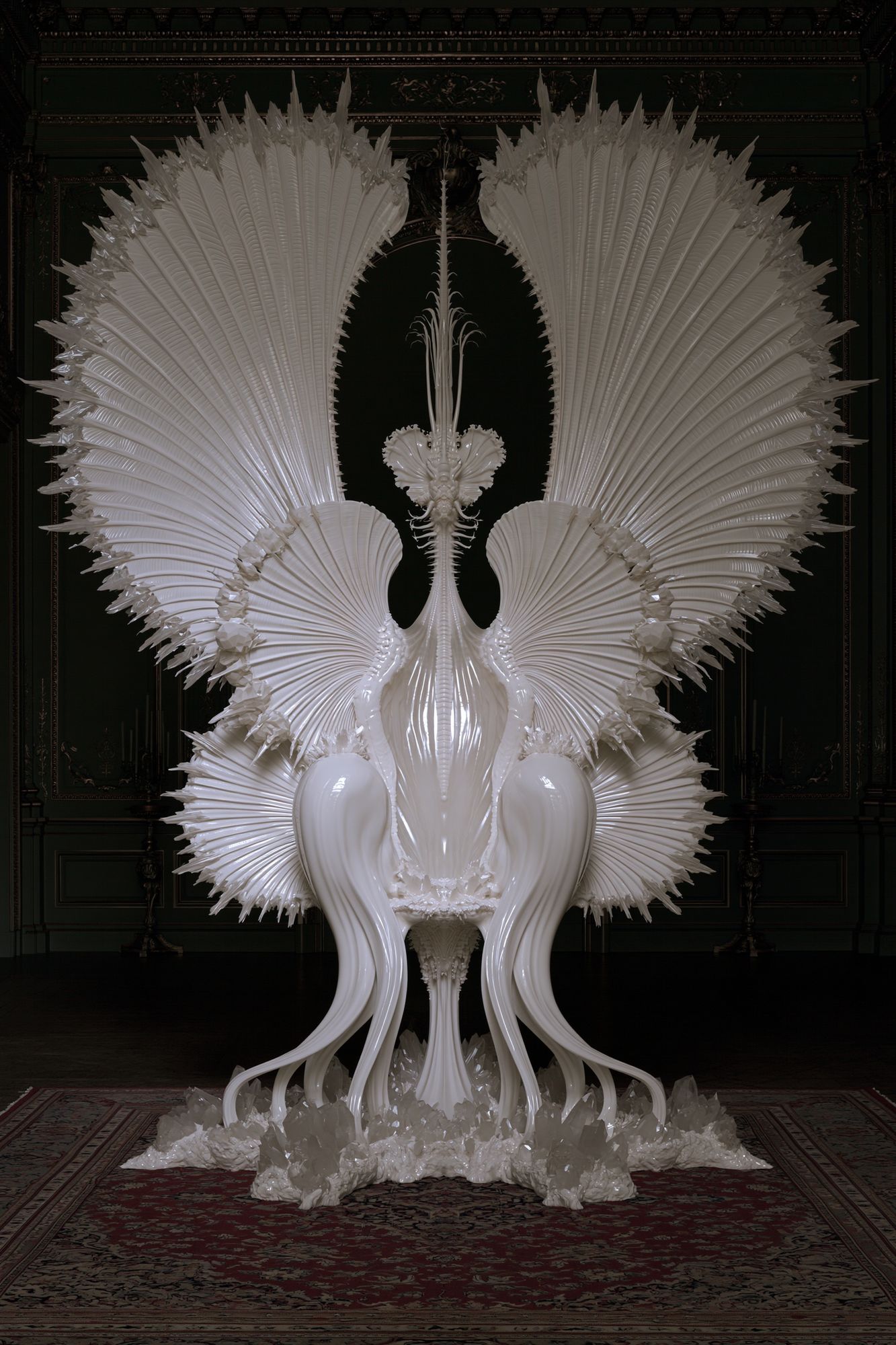 White Sculptural Throne Illustration Poster. poster detail