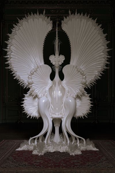 White Sculptural Throne Illustration Poster. poster