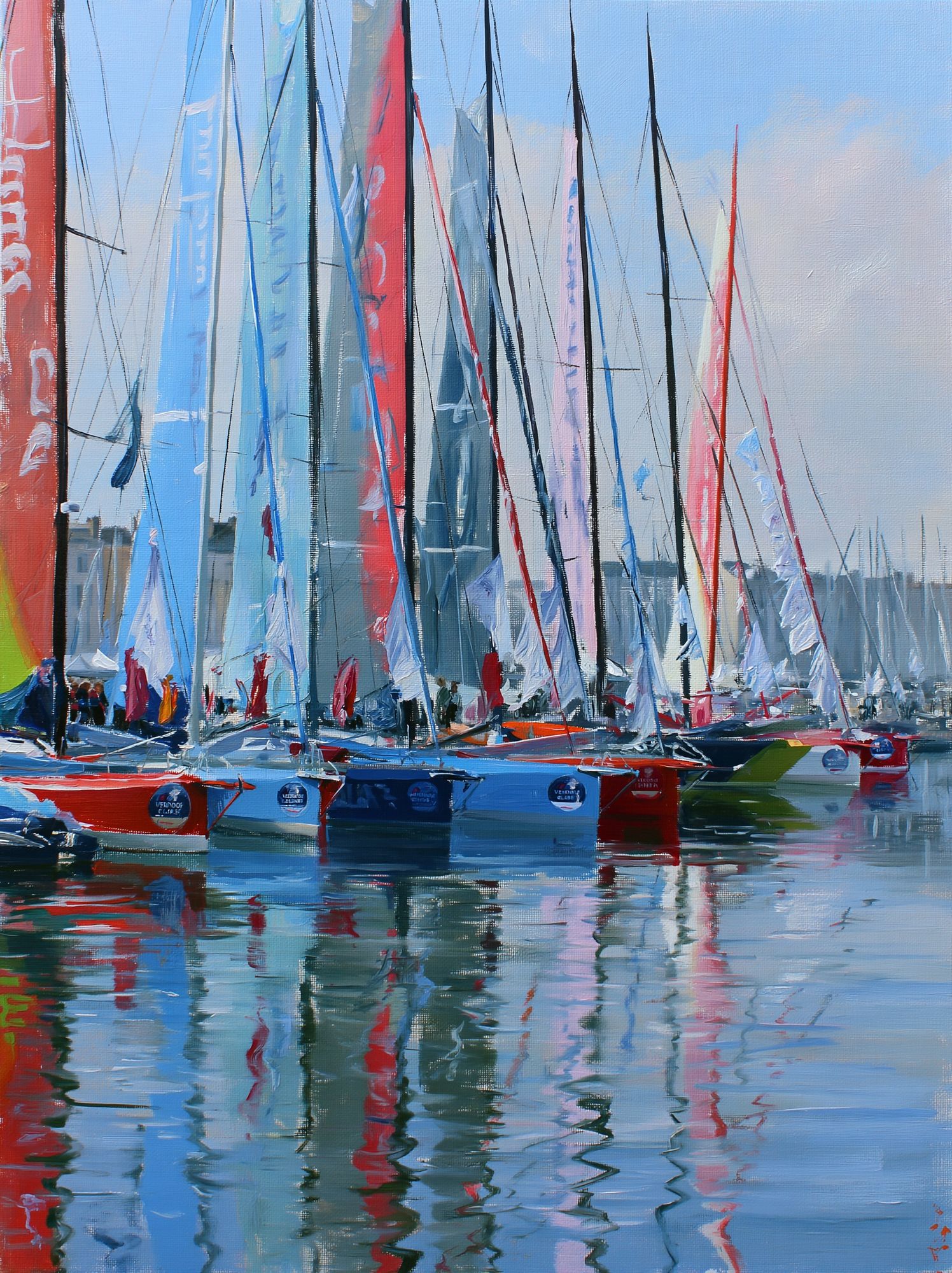 Sailboats Harbor Impressionism Poster. poster detail