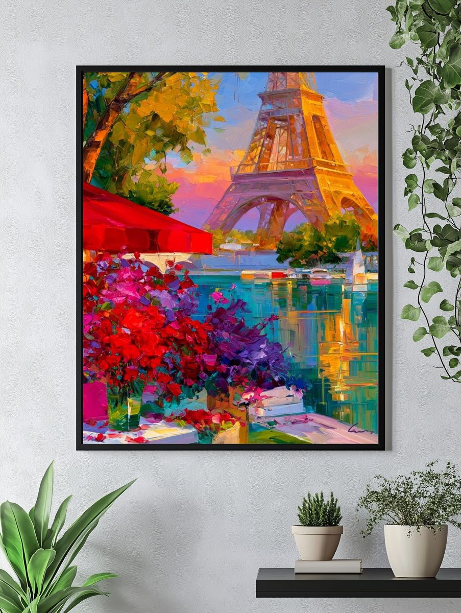 Eiffel Tower Sunset — Impressionist Print. — room view 4
