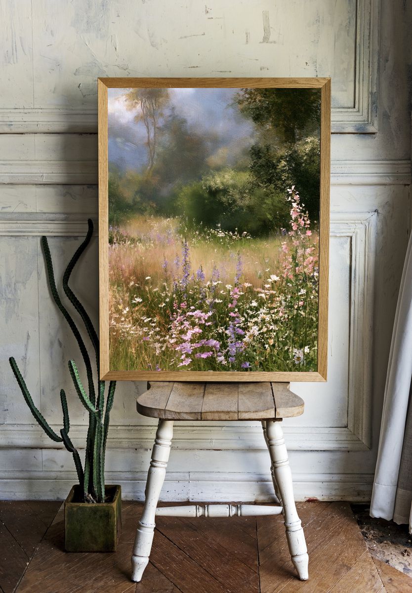 Wildflower Meadow Impressionist Poster. — room view 1