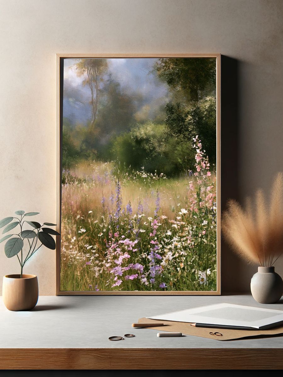 Wildflower Meadow Impressionist Poster. — room view 2