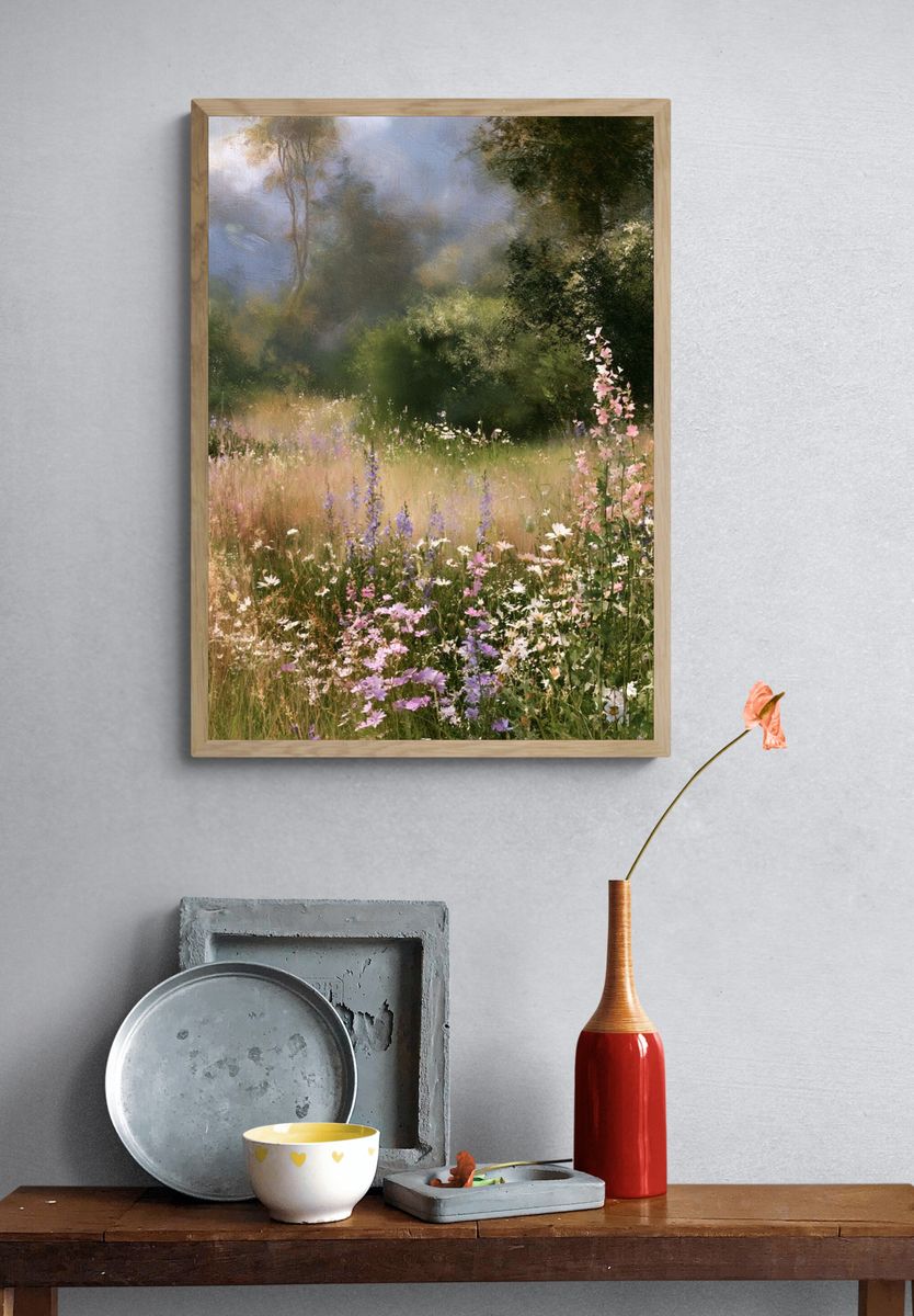 Wildflower Meadow Impressionist Poster. — room view 3