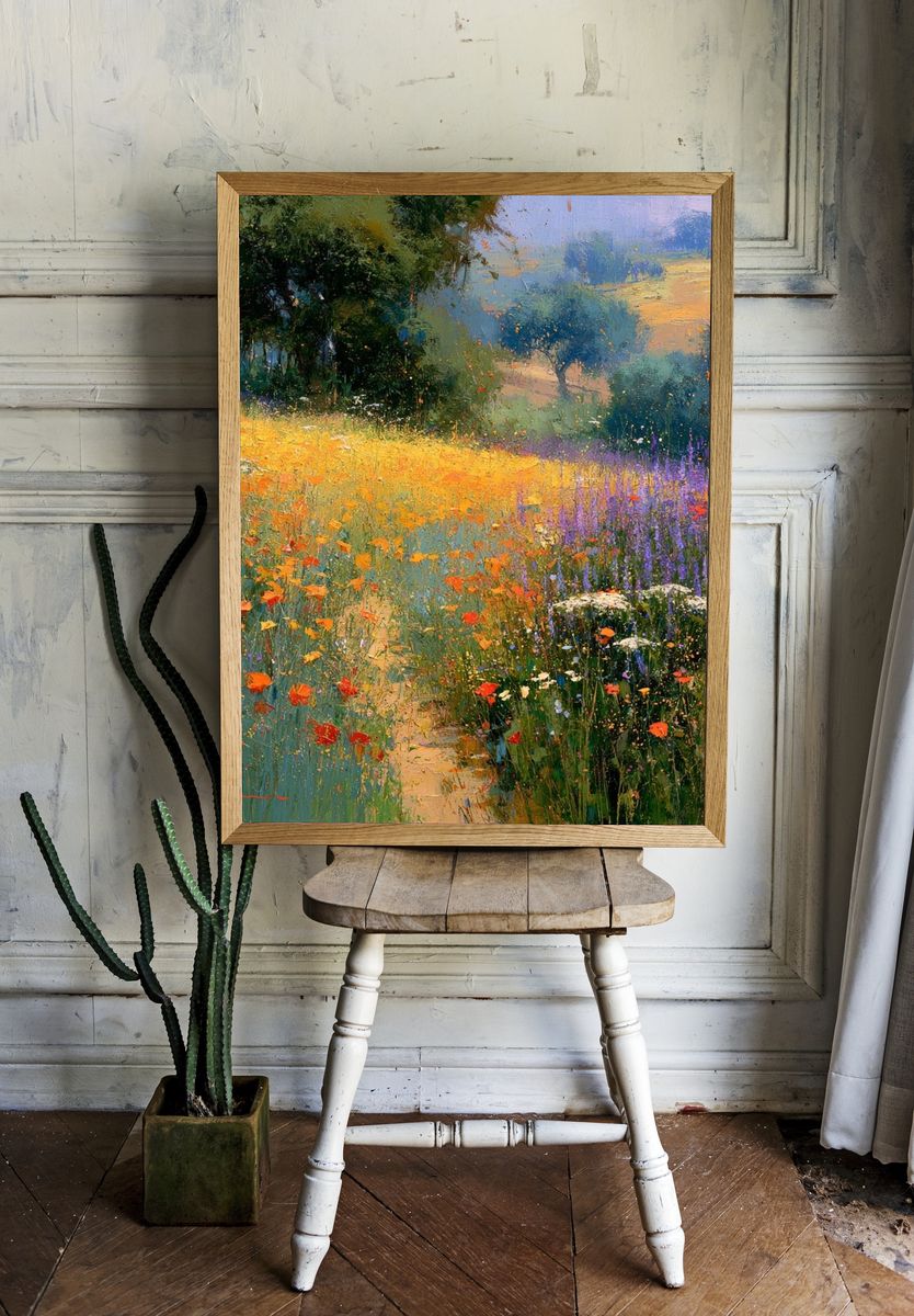 Wildflower Meadow Impressionist Poster. — room view 1