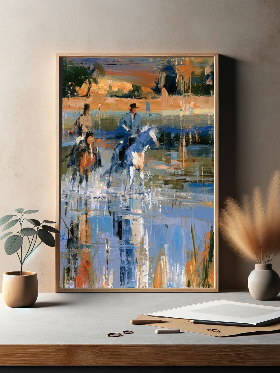 Horse Riders Impressionist Poster. — room view 2